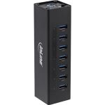 InLine USB 3.2 Hub, 7 Port, Aluminiumgehäuse, schwarz, mit 2,5 A Netzteil
