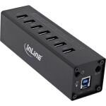 InLine USB 3.2 Hub, 7 Port, Aluminiumgehäuse, schwarz, mit 2,5 A Netzteil