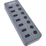 InLine USB 3.2 Gen.1, 7-Port, mit Schalter, Aluminium, grau, mit Netzteil