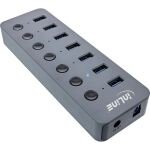 InLine USB 3.2 Gen.1, 7-Port, mit Schalter, Aluminium, grau, mit Netzteil