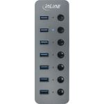 InLine USB 3.2 Gen.1, 7-Port, mit Schalter, Aluminium, grau, mit Netzteil