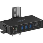InLine USB 3.2 Industrie-Hub, 4-Port USB PoE, 3x USB-A, 1x USB-C