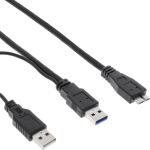 InLine USB 3.2 Gen.1 Y-Kabel, 2x A an Micro B, schwarz, 1,5m