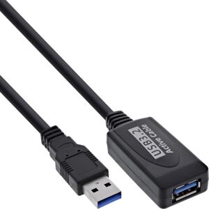 InLine USB 3.2 Gen.1 Aktiv-Verlängerung, Stecker A an Buchse A, schwarz, 5m