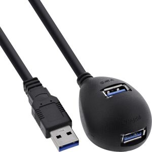 InLine USB 3.2 Gen.1 Verlängerung, A Stecker auf 2x A Buchse, Standfuß, 3m