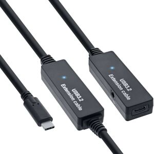 InLine USB 3.2 Gen.1 Aktiv-Verlängerung, USB-C Stecker an USB-C Buchse, 10m