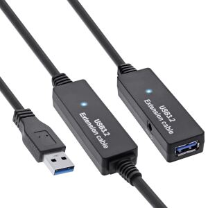 InLine USB 3.2 Gen.1 Aktiv-Verlängerung, Stecker A an Buchse A, schwarz, 15m