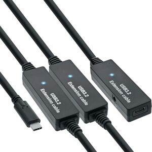 InLine USB 3.2 Gen.1 Aktiv-Verlängerung, USB-C Stecker an USB-C Buchse, 15m