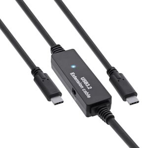 InLine USB 3.2 Gen.1 Aktiv-Kabel, USB-C Stecker an USB-C Stecker, schwarz, 15m