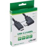 InLine USB-C Kabel gewinkelt, USB 3.2 Gen.2x2, 20Gb/s, 100W, schwarz, 1m