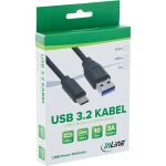 InLine USB 3.2 Gen.1x2 Kabel, USB-C Stecker an A Stecker, schwarz, 1m