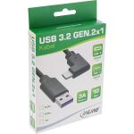 InLine USB 3.2 Kabel, USB-C Stecker gewinkelt an A Stecker, schwarz, 1m