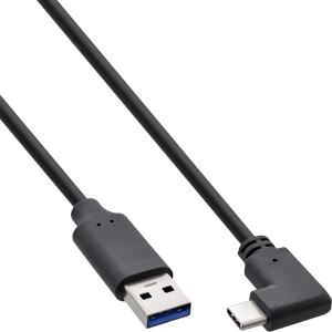 InLine USB 3.2 Kabel, USB-C Stecker gewinkelt an A Stecker, schwarz, 2m