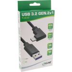 InLine USB 3.2 Kabel, USB-C Stecker gewinkelt an A Stecker, schwarz, 2m