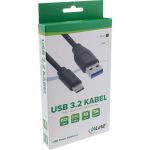 InLine USB 3.2 Gen.1x2 Kabel, USB-C Stecker an A Stecker, schwarz, 1,5m