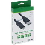 InLine USB 2.0 Kabel, USB-C Stecker an A Stecker, schwarz, 3m