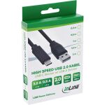 InLine USB 2.0 Kabel, USB-C Stecker an A Stecker, schwarz, 1,5m