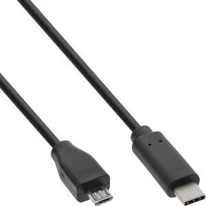 InLine USB 2.0 Kabel, USB-C Stecker an Micro-B, schwarz, 1m