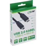InLine USB 2.0 Kabel, USB-C Stecker an Mini-B Stecker, schwarz, 1m