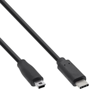 InLine USB 2.0 Kabel, USB-C Stecker an Mini-B Stecker, schwarz, 3m