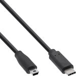 InLine USB 2.0 Kabel, USB-C Stecker an Mini-B Stecker, schwarz, 3m