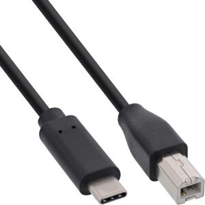 InLine USB 2.0 Kabel, USB-C Stecker an USB-B Stecker, schwarz, 1,5m