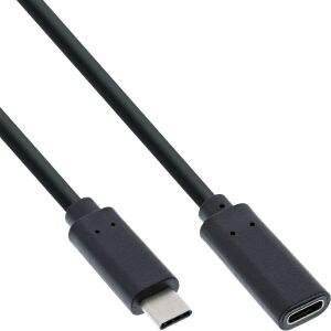 InLine USB 3.2 Gen.2x2 Kabel, USB-C Verlängerung ST/BU, schwarz, 0,5m
