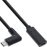 InLine USB 3.2 Gen.1x2 Kabel, USB-C Verl., ST gewinkelt auf BU, schwarz 2m
