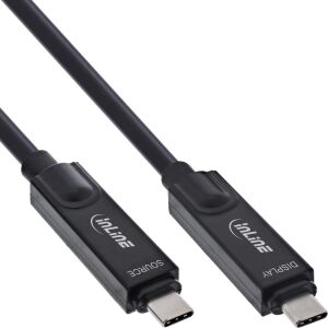 InLine USB 3.2 Gen.2 AOC Kabel, USB-C Stecker/Stecker 8K60Hz 60W, schwarz, 7,5m