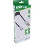 InLine USB 2.0 Spiralkabel, USB-C ST an A ST, schwarz/Alu, flexibel, 1m