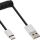 InLine USB 2.0 Spiralkabel, USB-C ST an A ST, schwarz/Alu, flexibel, 1m