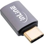 InLine USB4 Adapter, USB-C Stecker/Buchse, Alu, grau