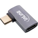 InLine USB4 Adapter, USB-C Stecker/Buchse rechts/links gewinkelt, Alu, grau