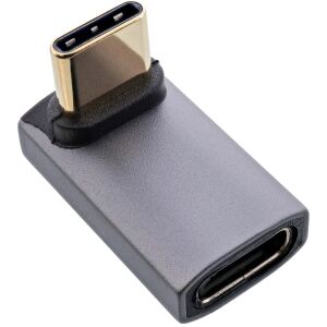 InLine USB4 Adapter, USB-C Stecker/Buchse oben/unten gewinkelt, Alu, grau
