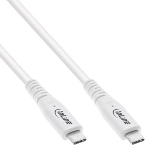 InLine USB4 Kabel, USB-C ST/ST, PD 240 W, 8K60Hz, TPE, Weiß, 1,50 m