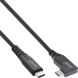 InLine USB4 Kabel, USB-C, gewinkelt, PD 240 W, 8K60Hz, TPE, schwarz, 2 m