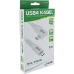 InLine USB4 Kabel, USB-C, gewinkelt, PD 240 W, 8K60Hz, TPE, weiß, 2 m