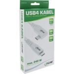 InLine USB4 Kabel, USB-C, gewinkelt, PD 240 W, 8K60Hz, TPE, weiß, 1,50 m