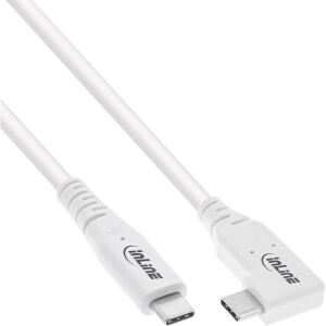 InLine USB4 Kabel, USB-C, gewinkelt, PD 240 W, 8K60Hz, TPE, weiß, 0,50 m