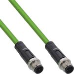 InLine Industrie Netzwerkkabel, M12 4pol D-kodiert Stecker/Stecker, PUR, 2m