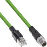 InLine Industrie Netzwerkkabel, M12 8pol X-kodiert St. zu RJ45 St., Cat.6A 2m