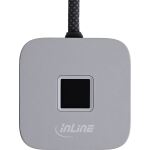 InLine USB Fingerabdruckscanner mit Hub, Windows Hello, 1,5 m, silber