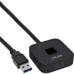 InLine USB Fingerabdruckscanner mit Hub, Windows Hello, 1,5 m, schwarz