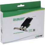 InLine Dual Gigabit Netzwerkkarte, 2x RJ45 1 Gb/s, PCIe x4, PoE+