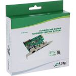 InLine Combokarte Gigabit Netzwerk und USB 3.2 Gen.1, 1x RJ45, 3x USB-A