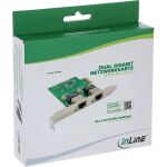 InLine Dual Gigabit Netzwerkkarte, 2x RJ45 1Gb/s, PCIe x1, inkl. LP Slotblech