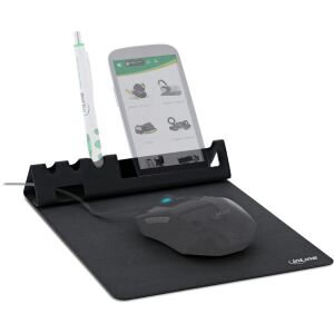 InLine Multifunktions-Mauspad mit Handy und Stifthalter, faltbar, schwarz