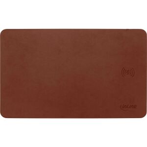 InLine Maus-Pad, Wireless Charging, 370x225x7mm, braun