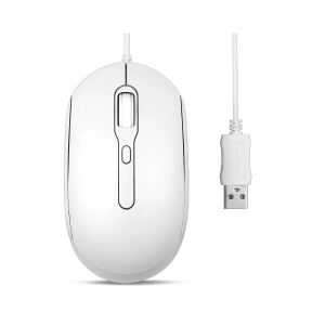 Perixx PERIMICE-222UW, Maus, optisch, 4 Tasten, Silent, USB-A, weiß