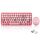 Perixx PERIDUO-713 DE, Mini Tastatur und Maus Set, Retro Vintage Design, rosa
